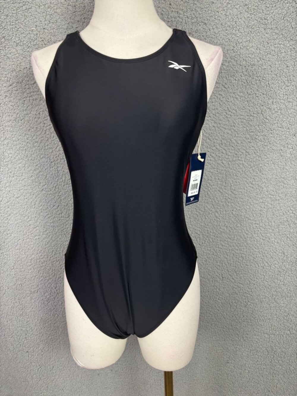 Reebok Women's High-Neck Athletic One-Piece Swimsuit Black Size Medium NWT's.